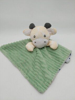 Oeko-Tex Modern BabybGiraffe Lovey Security Blanket Plush Green Ribbed